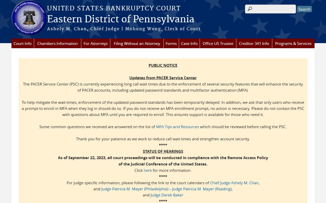 U.S. Bankruptcy Court Eastern District of Pennsylvania records