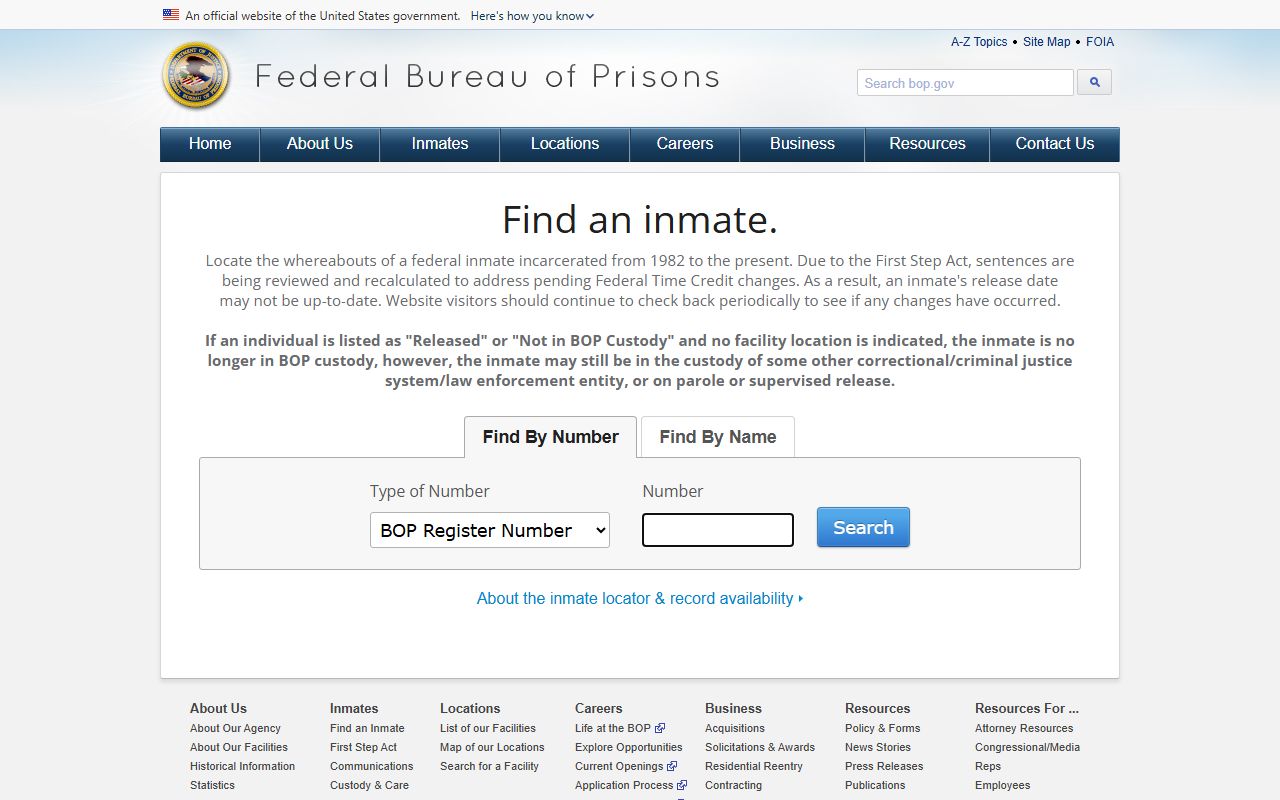 Federal Bureau of Prisons inmate locator for Philadelphia County releases