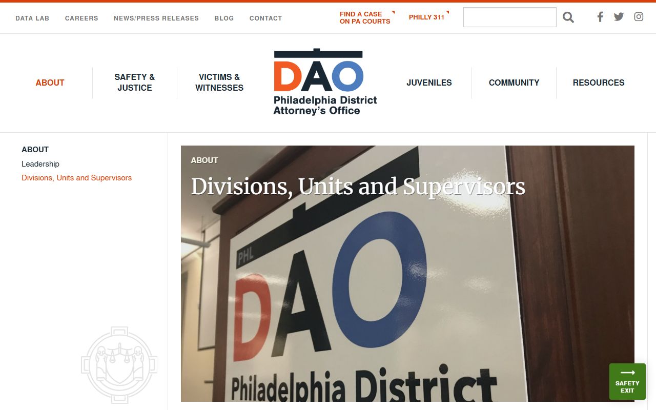 Philadelphia County District Attorney divisions and units